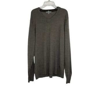 Smartwool Brown V-neck Sweater Merino Wool blend size Medium